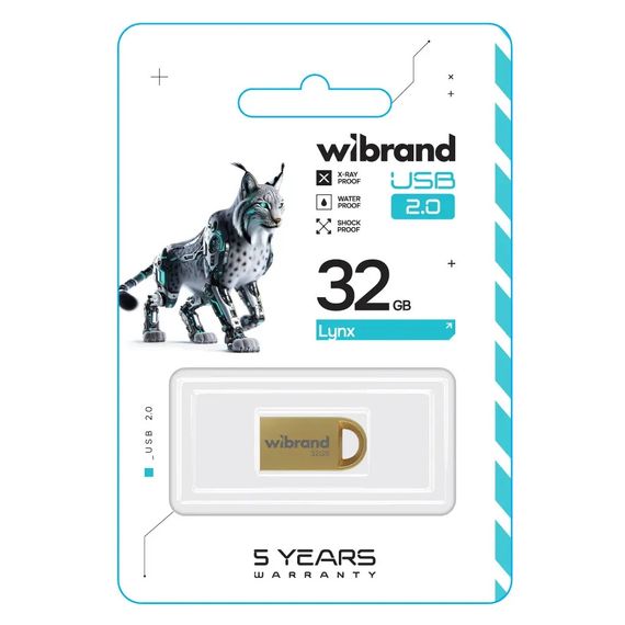 USB флеш накопичувач Wibrand 32GB lynx Gold USB 2.0 (WI2.0/LY32M2G) | Зображення 1