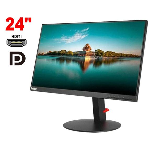 Монитор Lenovo ThinkVision P24h-10 / 24" (2560x1440) IPS / 2x HDMI, 2x DisplayPort, 1x USB Tipe-C, 4x USB 3.0, 1x Audio / VESA 100x100 / Pivot б/у
