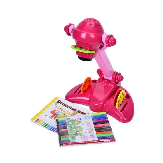 Дитячий проектор YM2227-A(Pink) 34 см, музика, світло, слайди 4 диски, 32 картинки