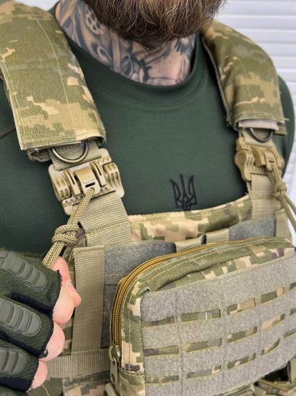 Тактическая плитоноска с двумя точками быстрого сброса  Мультикам Asdag пиксель | Зображення 2