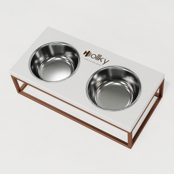 Миски на подставке для средних собак и больших котов Hollky Base M (2 × 0,95 л) BM-422110-GLWH | Зображення 3