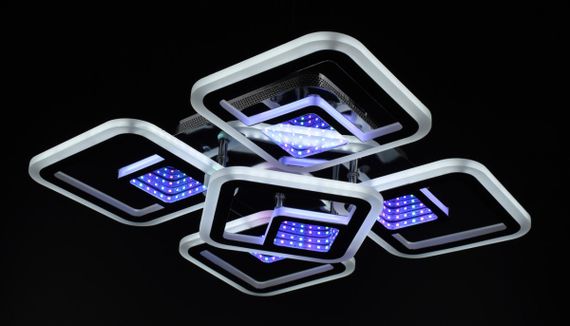 Люстра світлодіодна стельова LED світильник для квартири на стелю лед з пультом 26024 Хром 10х40х40 см. | Зображення 7