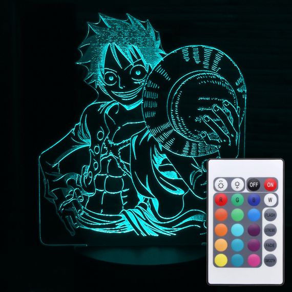 Акриловый светильник-ночник с пультом 16 цветов Манки Д. Луффи (Monkey D. Luffy) tty-n000615