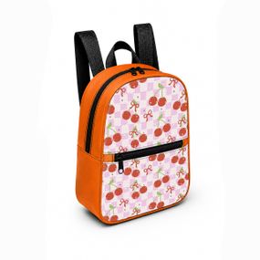 Детский мини-рюкзак оранжевый с принтом Sweet Cherry для девочки 28×24×10 см мини-сумка детская (5426)