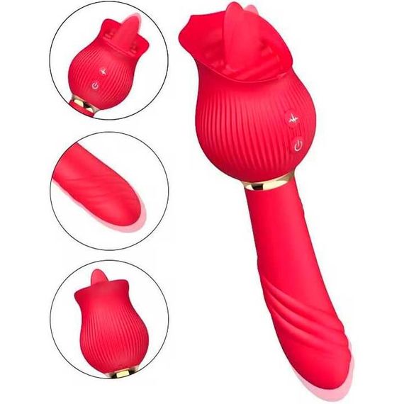 Двусторонний вибратор с языком для клитора и точки G 24 режима вибрации – Вибраторы | Зображення 3
