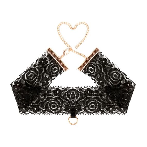 Мереживні наручники та комір Rosy Gold - Lace Cuffs and Collar - Black | Зображення 4