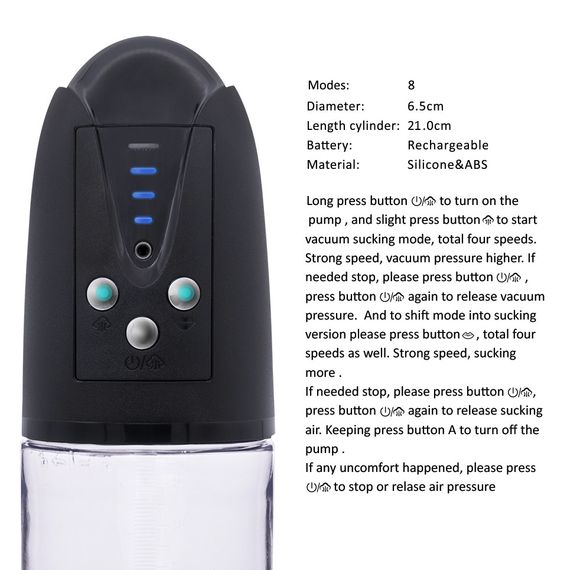 Автоматична вакуумна помпа із зарядкою від USB CANWIN Passion Pump Men - P668AU Sex Aura | Зображення 7