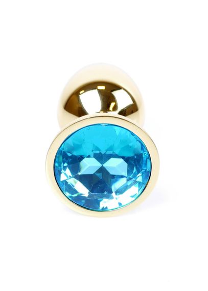 Анальна пробка - Jewellery Gold Plug Light Blue | Зображення 1