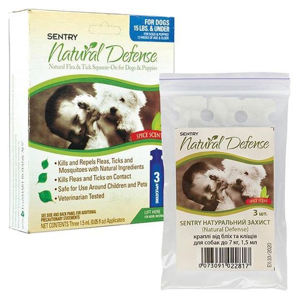 Sentry Natural Defense сентри натуральная защита капли от блох и клещей для собак до 7 кг