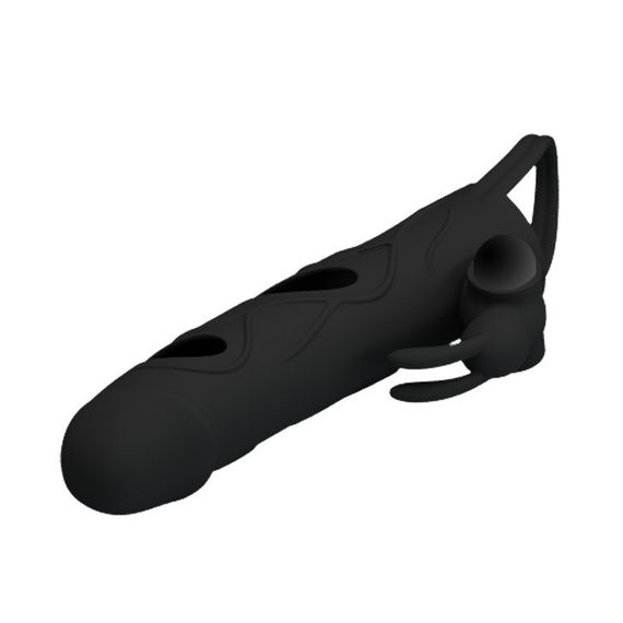 Насадка на член - Pretty Love Penis Sleeve With Ball Strap 5.5" Black Sex Aura | Зображення 3
