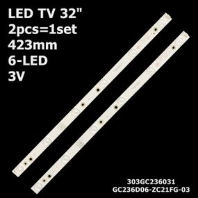 LED підсвітка TV 32" 423mm 6-led GC236D06-ZC14F-03 Ergo: LE24CT1020, LE24CT1, LE24CT2000AK, LE24CT5500 2шт.