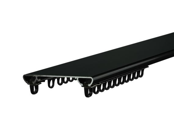 Карниз алюмінієвий стельовий посилений дворядний широкий, Техно 15.2 Чорний, Преміум 175см., Шинний карніз, True | Зображення 1