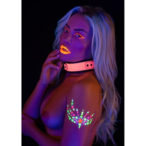Нашийник з повідцем, що світиться в темряві Taboom Glow In the Dark Collar and Chain Leash, рожевий Sex Aura | Зображення 5