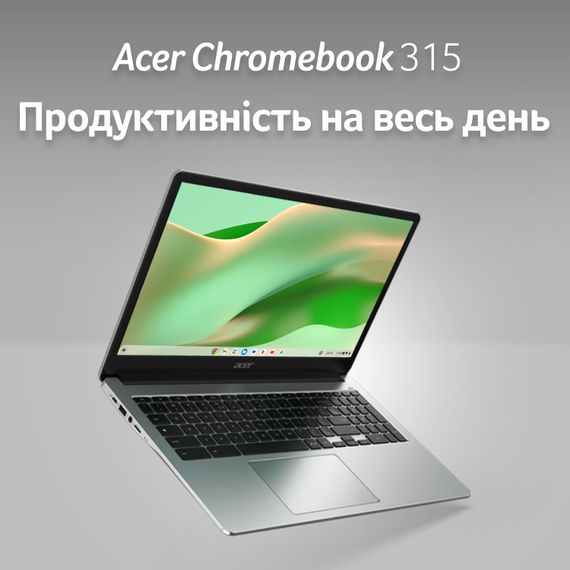 Ноутбук Acer Chromebook CB315-4HT 15' FHD IPS Touch, Intel P N6000, 8GB, F128GB, UMA, ChromeOS, сріблястий (NX.KBAEU.002) | Зображення 1