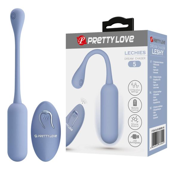 Віброяйце вагінальне Pretty Love Lechies Dream з пультом, блакитне, 18.6 х 2.8 см Sex Aura