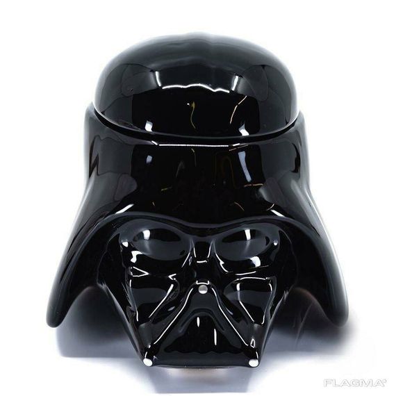 Кружка Чашка Бокал с крышкой Star Wars Дарт Вейдер Star Wars 3D (Черная) Керамика