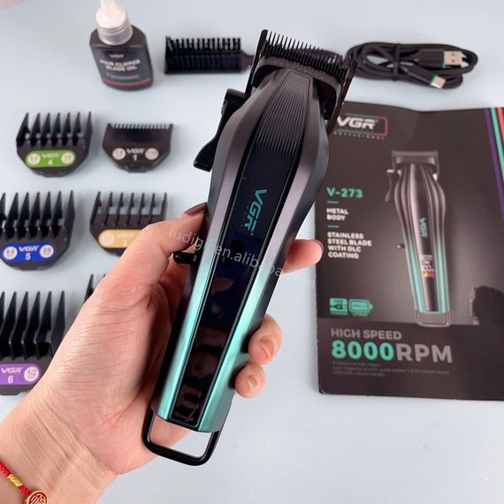 Бездротова машинка для стрижки з тихим двигуном XPRO V-273 Green (46078-V-273 Green_1246) | Зображення 5
