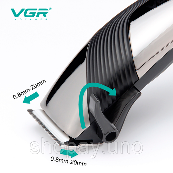 Машинка для стрижки волос и бороды VGR Professional V-121, 8 насадок, ножницы, расческа, от сети 220 | Зображення 2