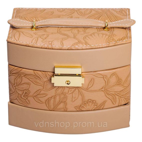 Шкатулка для украшений из эко кожи 3 яруса с замком органайзер для ювелирных изделий HP-5-23BR | Зображення 6