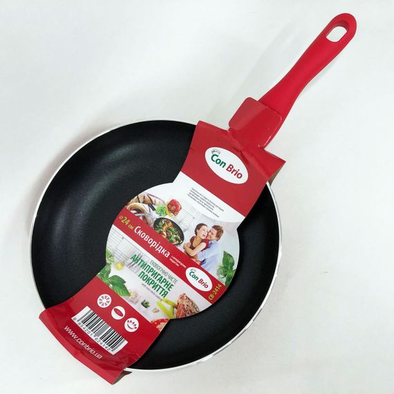 Сковорода антипригарна Con Brio 24 см СВ-2414, сковорода для смаження якісна сковорода. Колір: червоний | Зображення 5