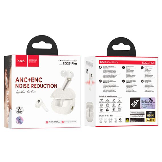Бездротові навушники HOCO EQ23 Plus Duke Ⅱ true wireless ANC+ENC BT headset Milky White | Зображення 1