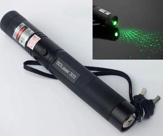 Указка laser 303 green, лазерна указка з насадками, зелений промінь EL -1167 (303) | Зображення 6
