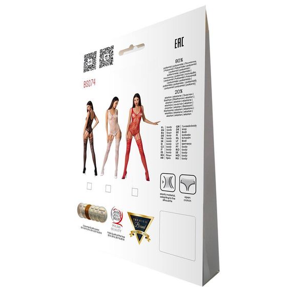 Ажурний бодістокінг з імітацією панчіх Passion BS074 white, One size | Зображення 4