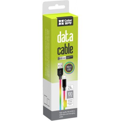 Дата кабель USB 2.0 AM to Micro 5P 1.0m multicolor ColorWay (CW-CBUM017-MC) | Зображення 2