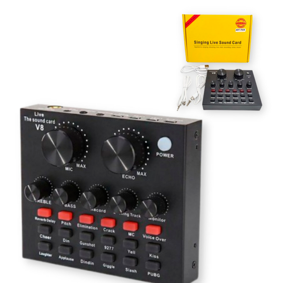 Зовнішня звукова карта адаптер аудіоінтерфейс Bluetooth Live Sound Card V8 USB-гарнітура для мікрофона чорний (7635_389) | Зображення 5