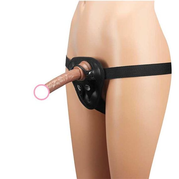 Набір: трусики для страпону, фалоїмітатор і кільця під різні фалоси коричневий