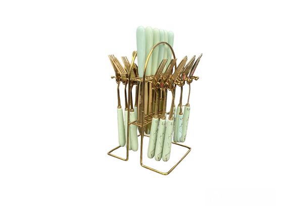 Набір столових приборів Kitchen Premier Lux на 6 персон Лайм | Зображення 1