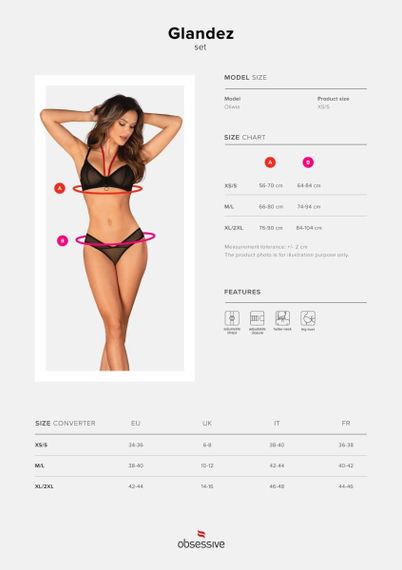 Комплект Obsessive Glandez, черный, XS/S sexstyle | Зображення 6