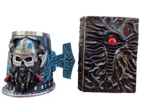 Подарунковий набір Кухоль 3D Молот Тора Бородастий Вікінг і Блокнот 3D «Книга, що дивиться у відповідь»