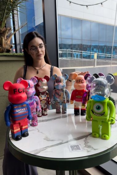 Bearbrick Jean-Michel Basquiat дизайнерська статуетка ведмідь Беарбрік 28 см  bs004 блакитний | Зображення 6