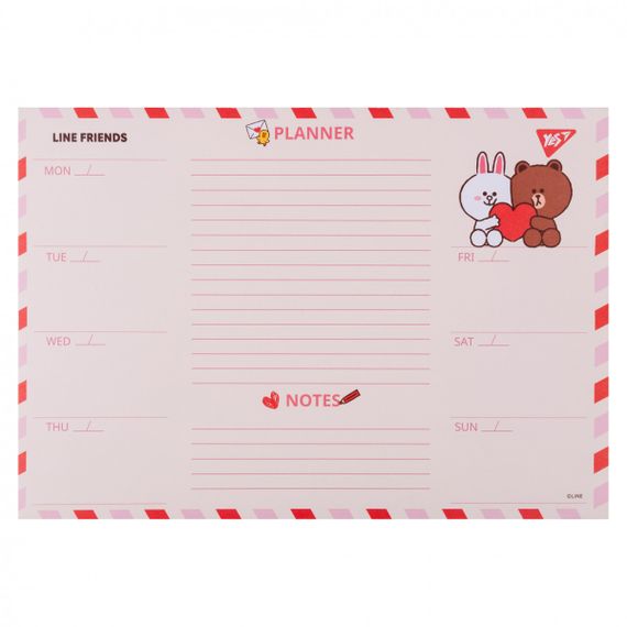 Планінг настільний YES Line Friends 252177 30х21 см 52 листи | Зображення 1