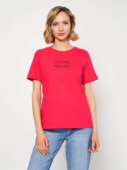 Футболка для жінок малинова з написом, 2XL | Зображення 3