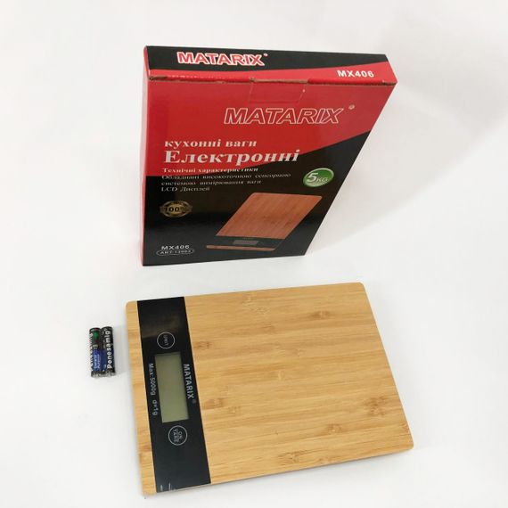 Весы кухонные MATARIX MX-406 5кг Wood, Кухонные весы для приготовления блюд, Весы для домашней кухни | Зображення 6