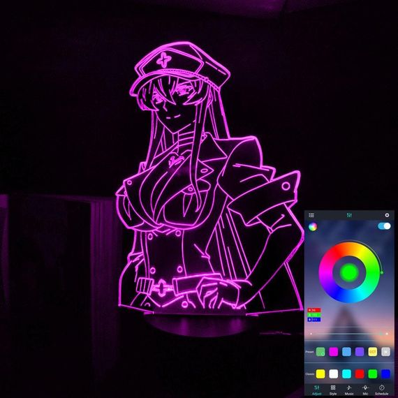 Акриловый светильник-ночник управление с телефона Еsdeath Akame Ga Kill tty-n002129