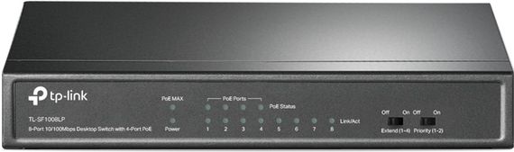 Коммутатор TP-LINK TL-SF1008LP 8x1FE/4xPoE 41W неуправляемый 250м (TL-SF1008LP)