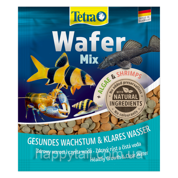 Корм Tetra Wafer Mix 15 г — Пластини з креветками та спіруліною для донних риб