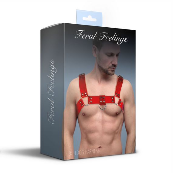 Чоловіча портупея на груди Feral Feelings - Bulldog Harness Red Trasparent | Зображення 2