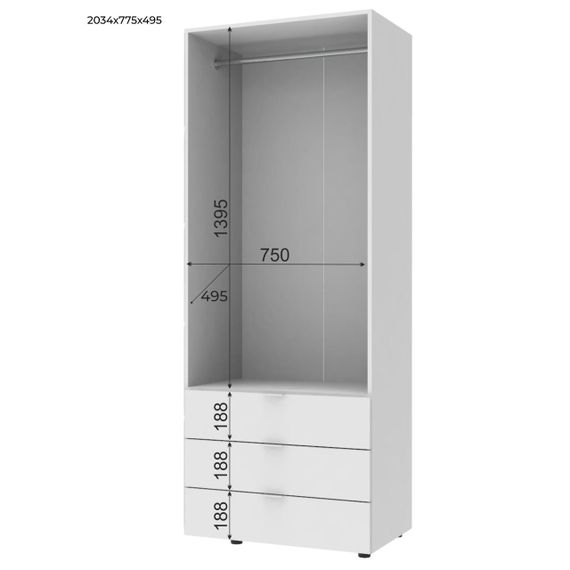 Шафа розпашна для одягу Doros Гелар 77,5х49,5х203,4 см Білий (DRS-011103) | Зображення 1
