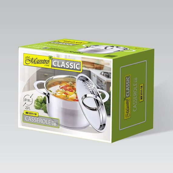 Каструля Maestro MR-3511-18, 2 л, 18 см, з нержавіючої сталі з кришкою, для всіх типів плит | Зображення 4