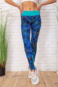 Жіночі лосини для спортзалу колір синьо-бірюзовий розмір S FA_000353