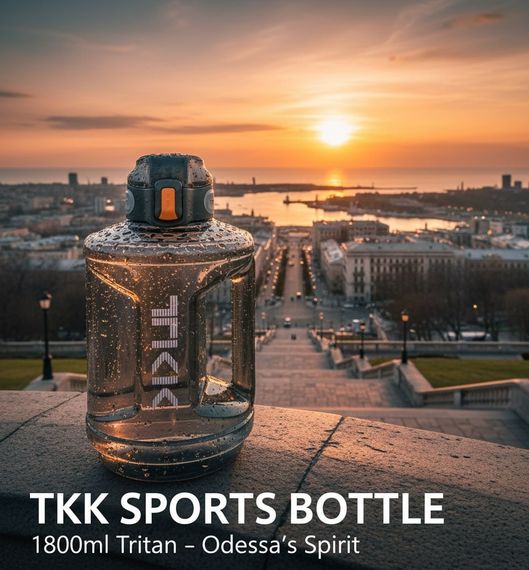 Спортивная бутылка TKK 2300 мл (2.3 л) - Черный Tritan BPA-free, ударопрочная эко-бутылка с ручкой и клапаном | Зображення 7