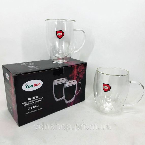 Стеклянные чашки с двойными стенками набор 2шт Con, Чашка с двойными стенками для кофе SM-30 | Зображення 3