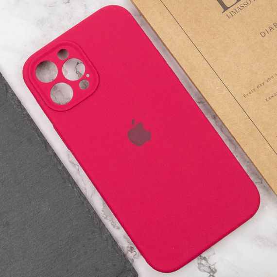 Чохол Silicone Case Full Camera Protective (AA) для Apple iPhone 12 Pro (6.1") Червоний/Rose Red | Зображення 4