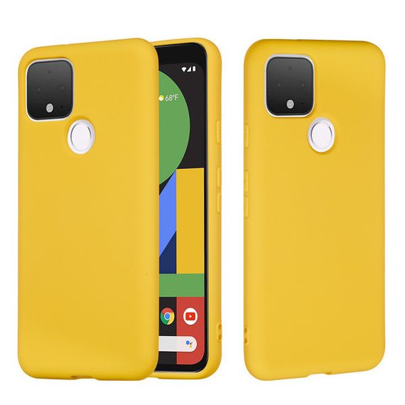 Силиконовый чехол для Google Pixel 4A желтый c микрофиброй Soft touch | Зображення 1