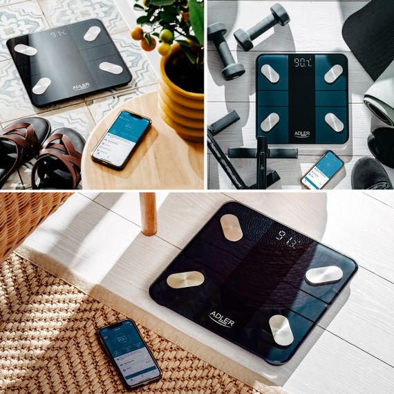 Ваги підлогові діагностичні електронні Adler AD 8186 Smart чорні до 180 кг з Bluetooth та аналізом складу тіла | Зображення 8