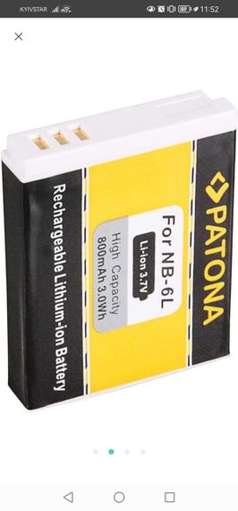 Акумулятор canon 6l 800mah | Зображення 1